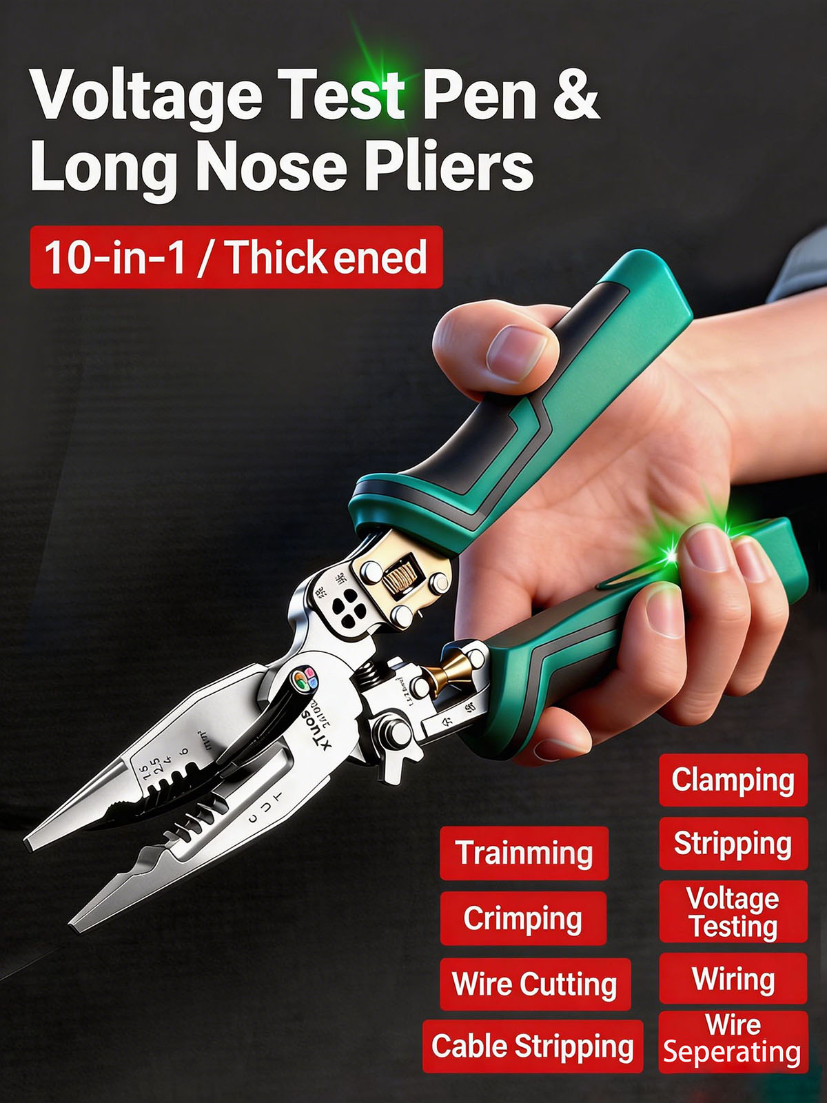 Automatic Wire Stripper Cutter - 10-in-1 Multifunctionele Draadstripper Tang met Spanningstester,