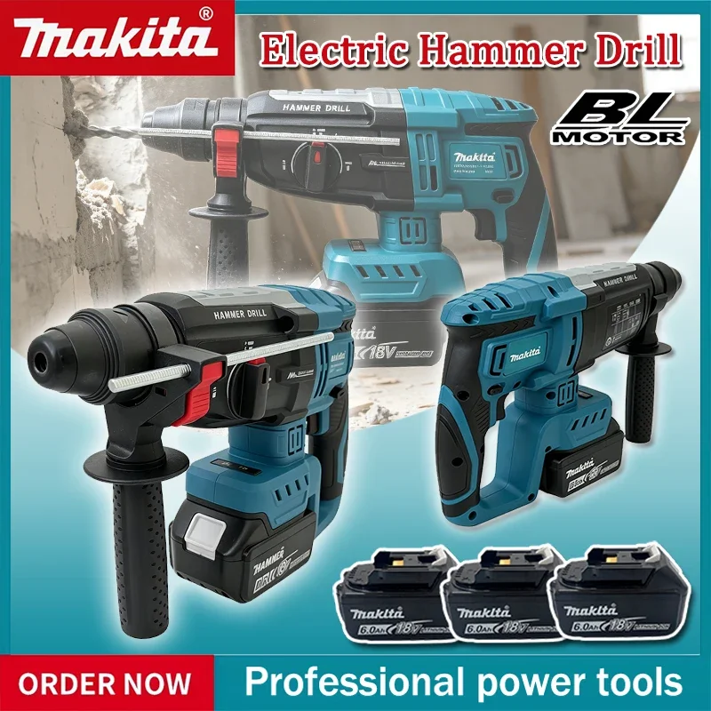 Brushless Cordless Electric Drill 18V - Makita borstelloze elektrische hamerboormachine 28MM multifunctionele