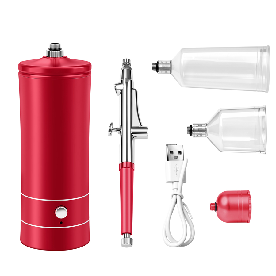 Airbrush Kit With Mini Compressor - Airbrushset met compressor, draagbare airbrushpistool met