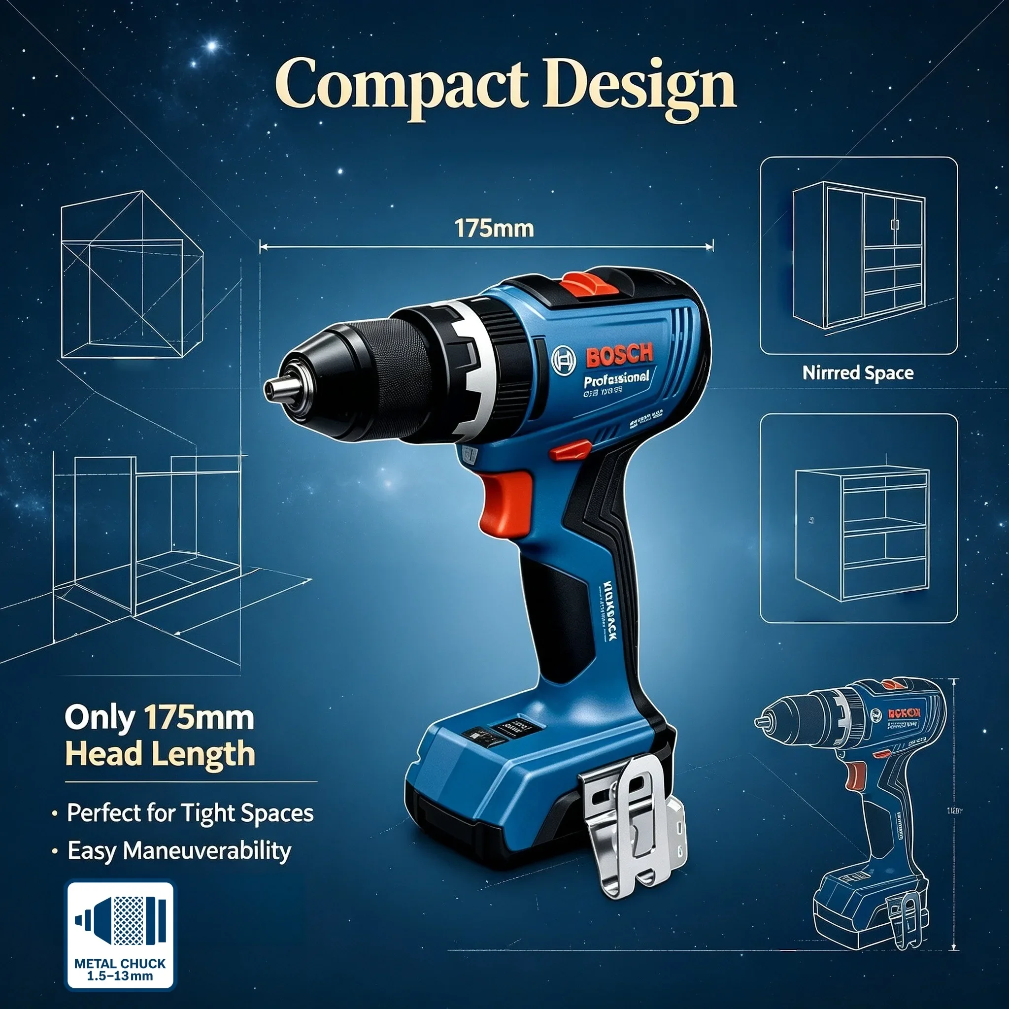 Brushless Cordless Electric Drill 18V - BOSCH GSB 18V-65 Borstelloze Accu-Boormachine /