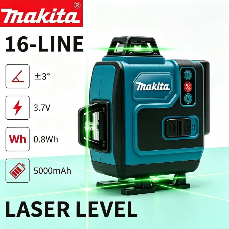 Laser Level 16 Lines 4D Green - 5.0Ah Max Makita 40V-accu, Makita 16-lijns