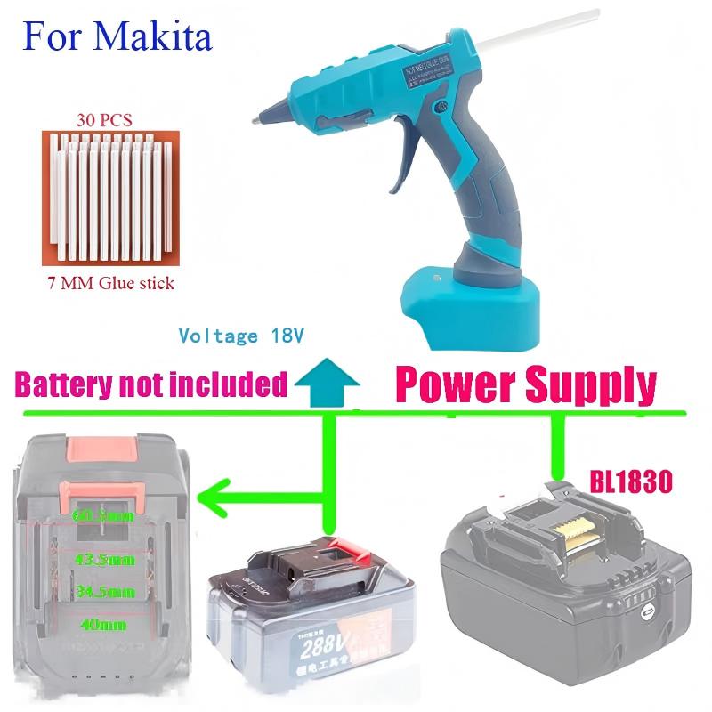 Hot Melt Glue Gun Cordless - Draadloze Hotmelt Lijmpistool Voor Makita/DEWALT/BlackDecker/Milwaukee/Bosch Met