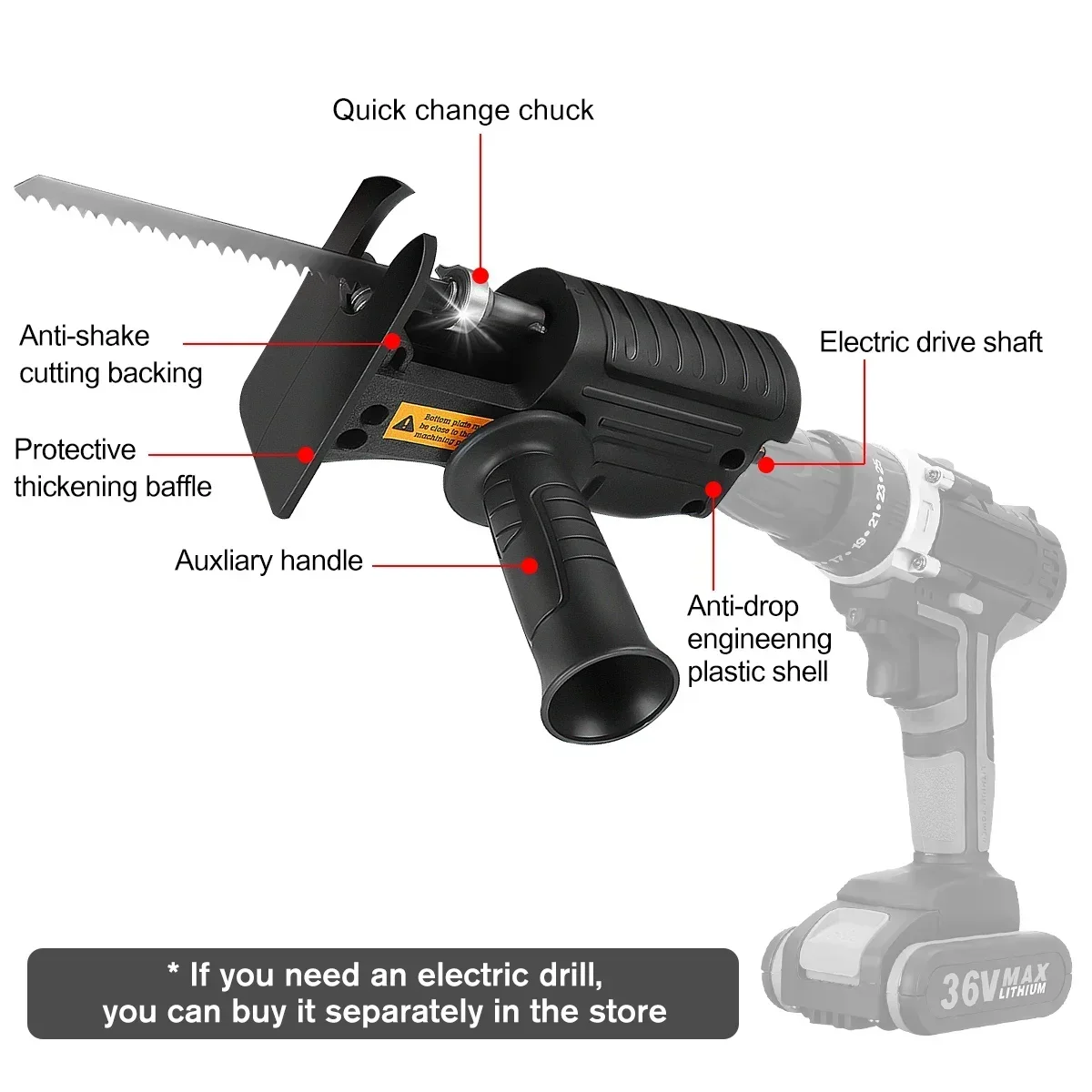 Draagbare reciprozaagadapter E - Reciprocating Saw Attachment Drill recensie en prijs