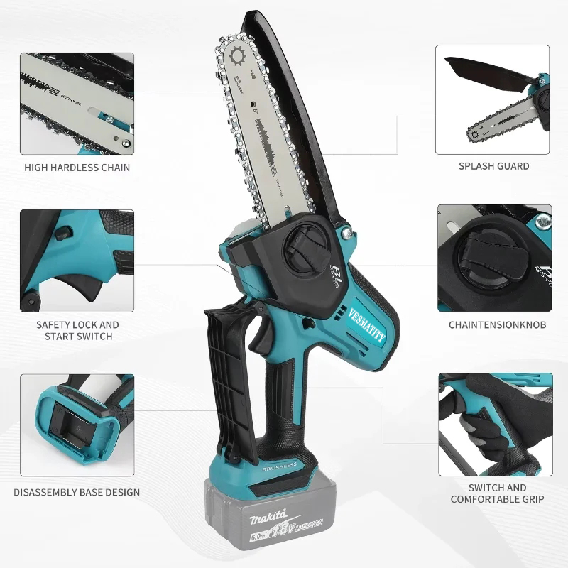 VESMATITY 6 Inch Draadloze Ele - Mini Electric Chainsaw 6 Inch recensie en prijs