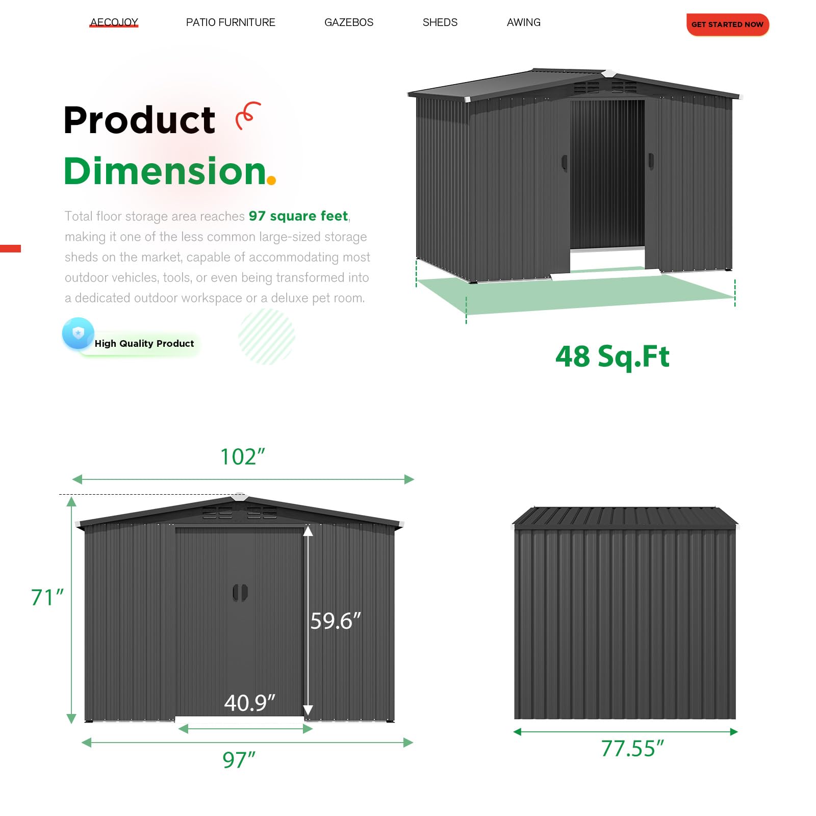 8x6 FT gegalvaniseerde stalen  - Garden Tools recensie en prijs