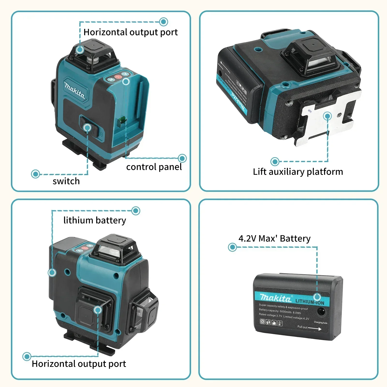 5.0Ah Max Makita 40V-accu, Mak - Laser Level 16 Lines 4D Green recensie en prijs