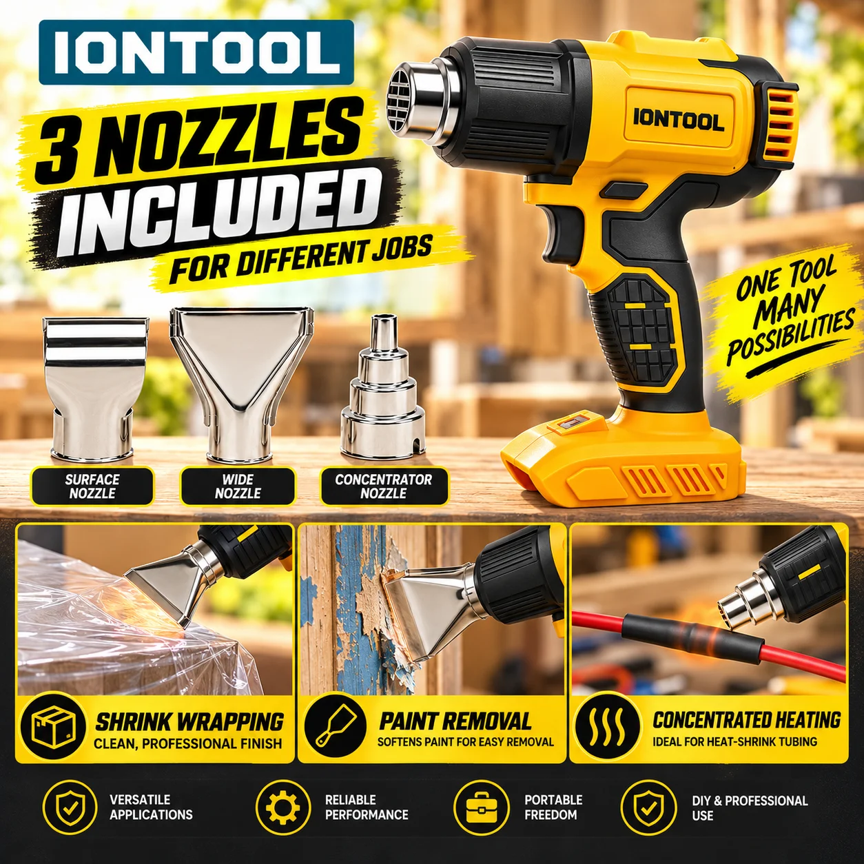 IONTOOL Geel 550 ℃   Compacte, - Cordless Heat Gun For Shrink Tubing recensie en prijs